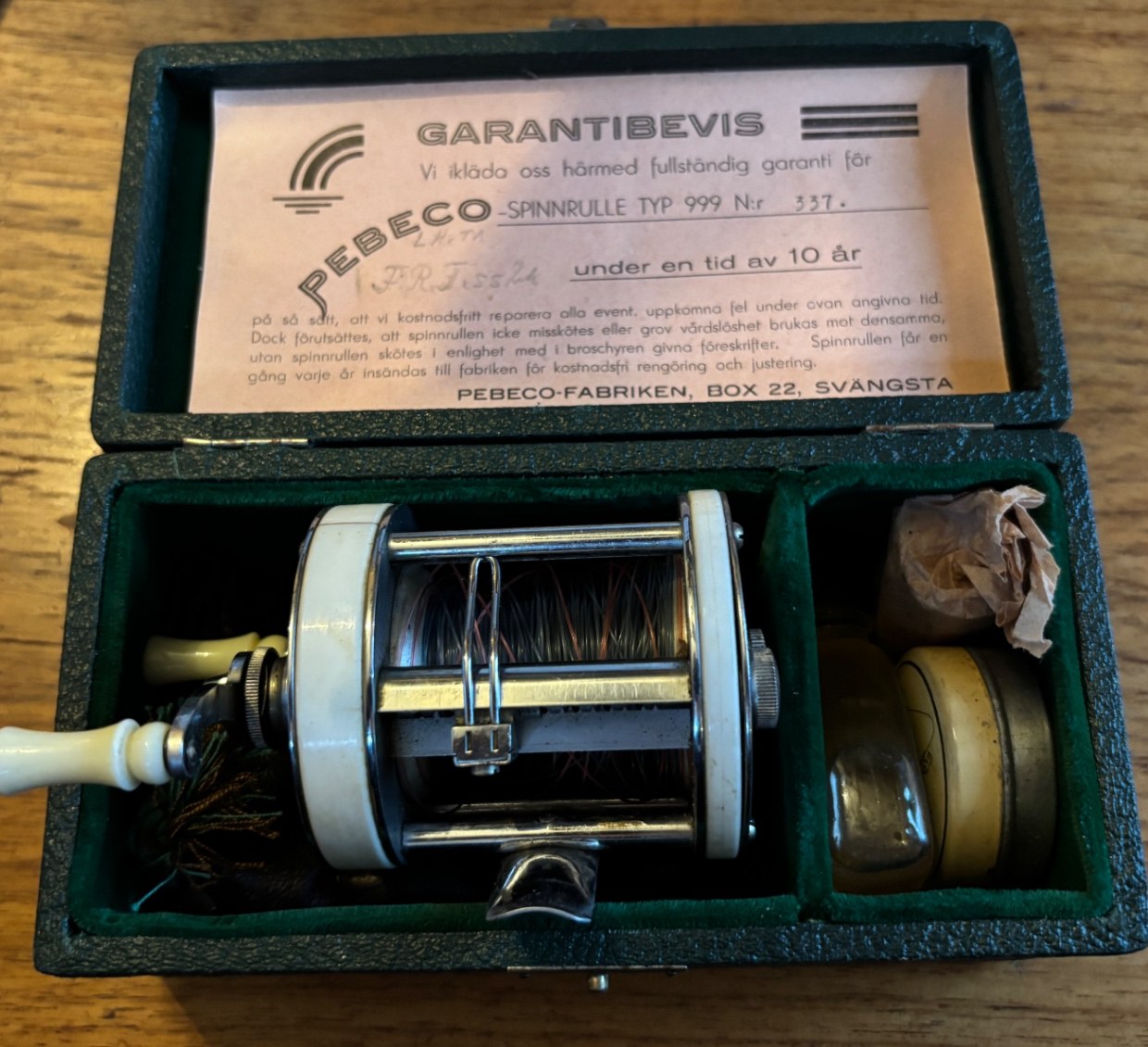 PEBECO 999 spinnrulle i originalask med garantibevis