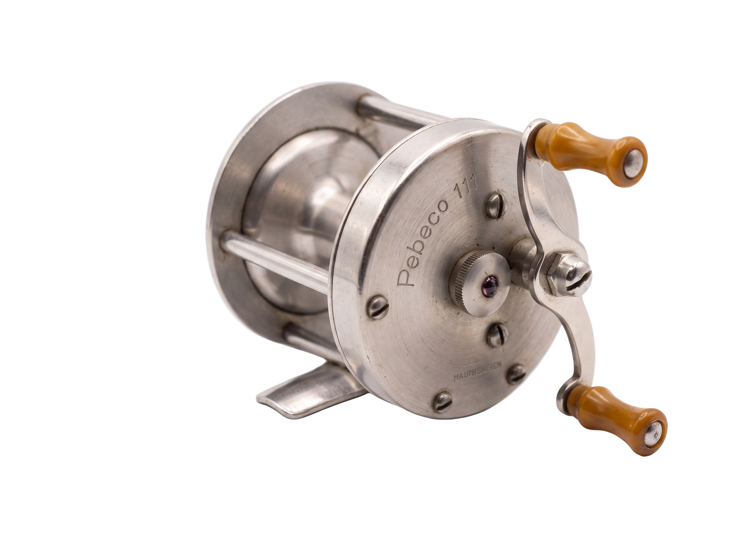 PEBECO 111 Spinnrolle von AB Urfabriken, mit Made in Sweden beschriftet