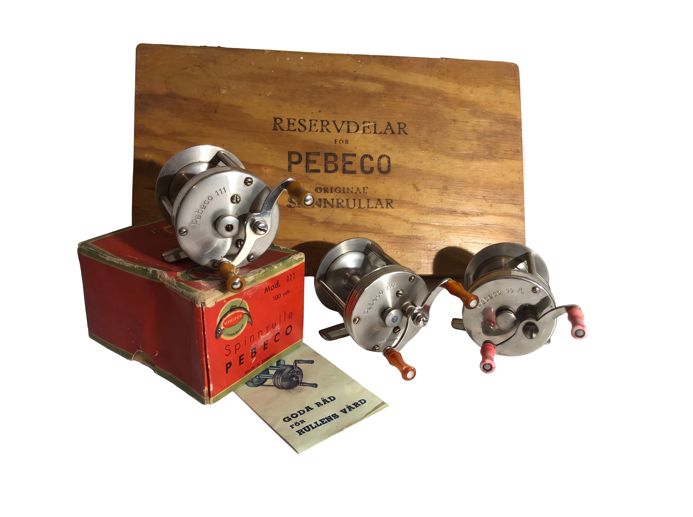 PEBECO-Sammlung mit Holzkiste für Ersatzteile, Originalkarton und Bedienungsanleitung.